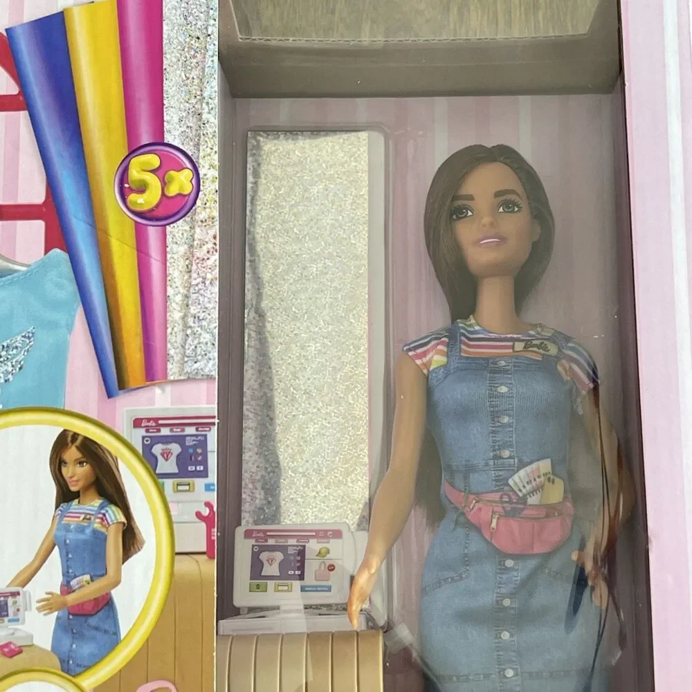 BARBIE Play set You Can Be Anything Make And Sell Boutique 20+ Pcs One Doll NIB